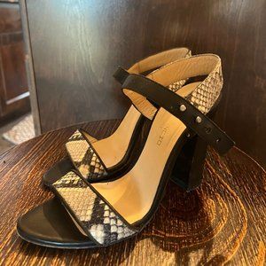 MADE IN ITALY Black Leather and Snake Skin Heels